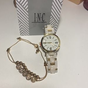 INC Imitation Mother-of-Pearl Bracelet Watch 40mm